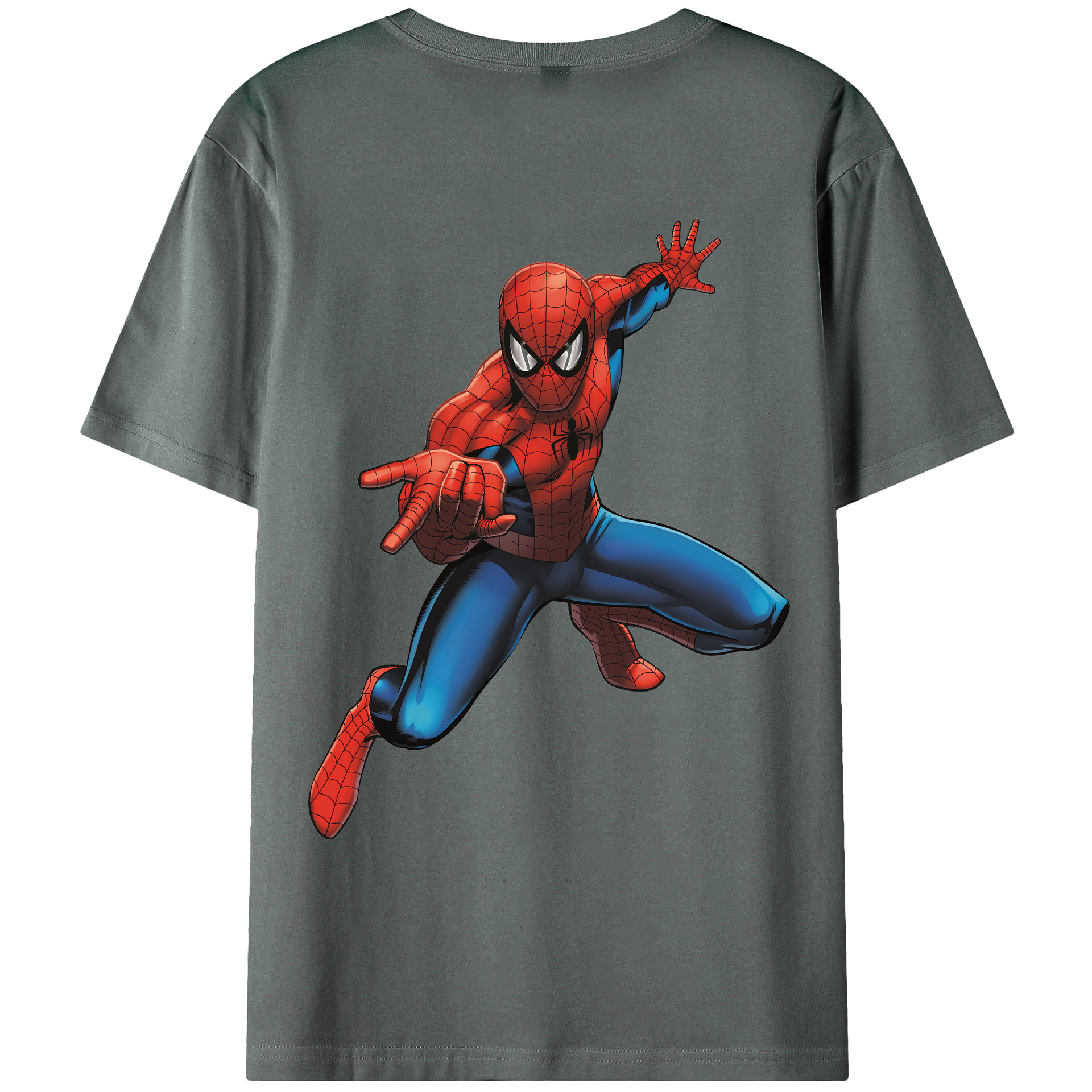 （画像用） Spider Man スパイダーマン 綿100％ メンズ半袖Tシャツ（バックプリント） 通気性
